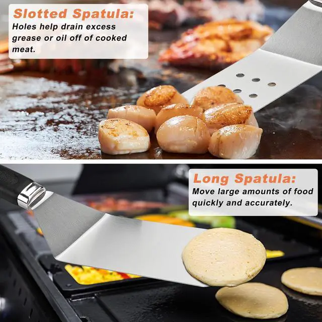 Alt view image 5 of 7 - 27 PCS Griddle Accessories Kit, Flat Top Grill Accessories Set for Camping, Professional Griddle Spatula Set with Melting Dome, Burger Press for Outdoor BBQ Cooking