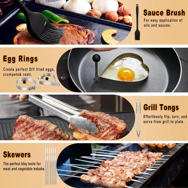 Alt view image 7 of 7 - 238PCS Premium Griddle Accessories Kit, Griddle Tools for Flat Top Grill with Enlarged Spatulas, Burger Press, Basting Cover & Storage Bag, Flat Top Grill Accessories for Outdoor Barbecue