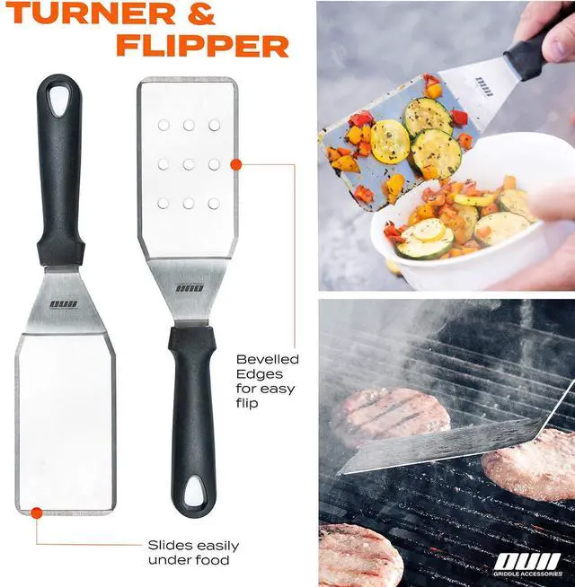 Alt view image 5 of 7 - Flat Top Griddle Accessories for Blackstone and Camp Chef Griddle - 9 Pieces Set with Griddle Cleaning Kit and Carry Bag! Metal Spatula, Scraper for Hibachi and Teppanyaki Grill