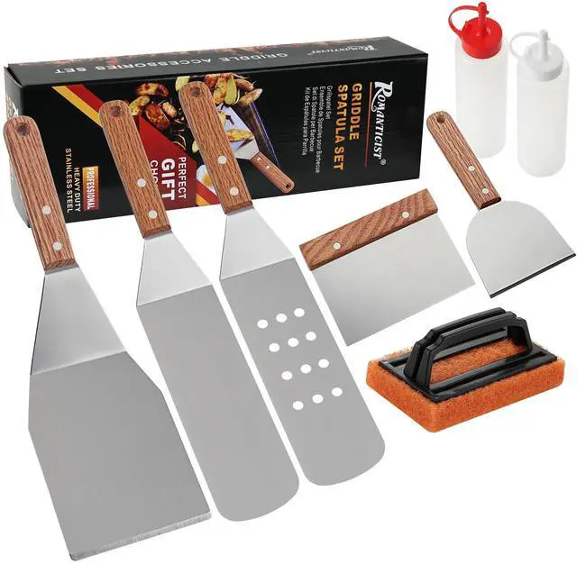 Main image of 8pcs Professional Griddle Accessories Kit - Heavy Duty Stainless Steel Grill Spatula Set for Grill Griddle Hibachi Flat Top Outdoor Cooking - Great Grill Gift on Birthday Wedding