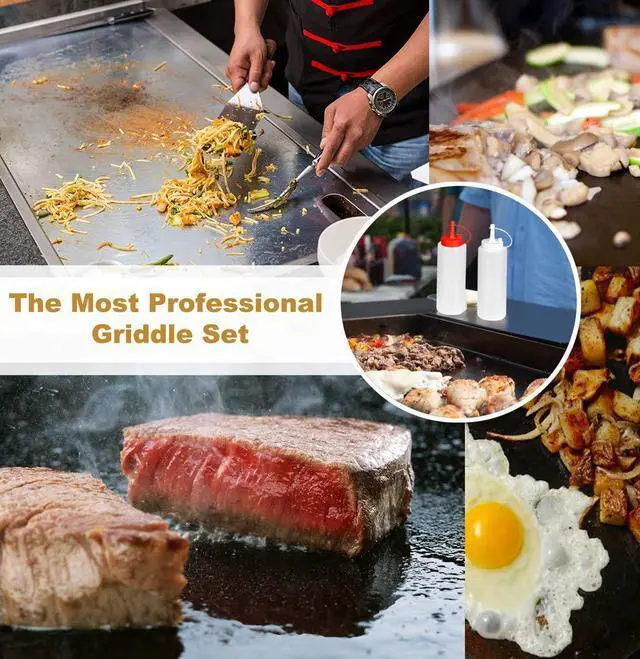 Alt view image 6 of 7 - 8pcs Professional Griddle Accessories Kit - Heavy Duty Stainless Steel Grill Spatula Set for Grill Griddle Hibachi Flat Top Outdoor Cooking - Great Grill Gift on Birthday Wedding
