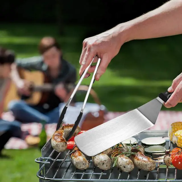 Alt view image 6 of 6 - Flat Top Griddle Accessories Set for Blackstone and Camp Chef, Professional Grill Spatula Set with Burger Spatulas Scraper, BBQ Tool Griddle Utensils Kit for Men Outdoor Flattop Grills Cooking (Black)