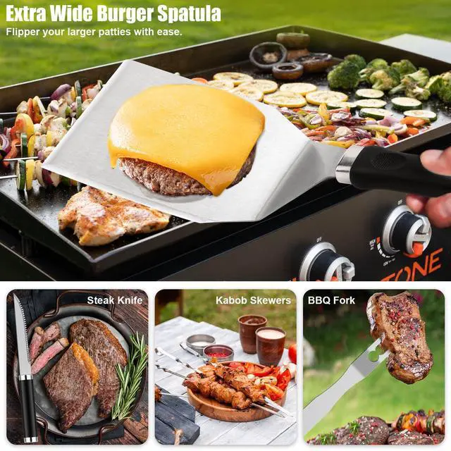 Alt view image 5 of 6 - 42pcs Griddle Accessories Kit for Blackstone, Flat Top Grill Spatula Set with Enlarged Spatulas, Melting Dome and Burger Press, Professional Hibachi Tools Gifts for Outdoor BBQ Teppanyaki