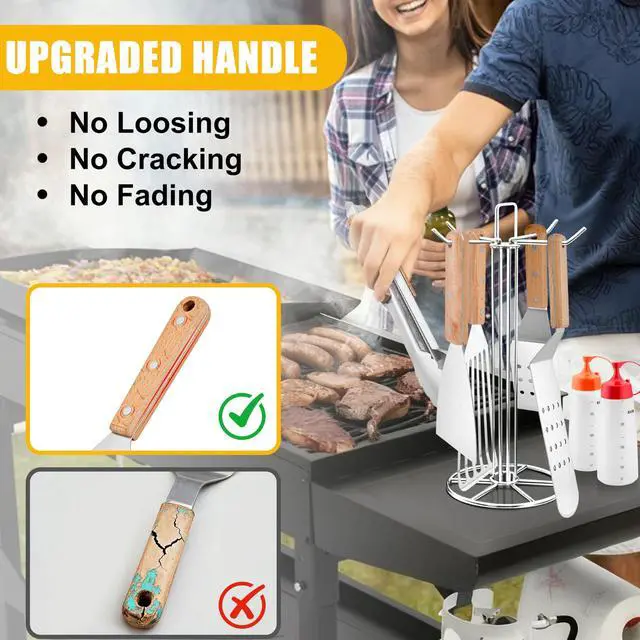 Alt view image 4 of 7 - Griddle Accessories Kit, 20 Pcs Flat Top Grill Accessories Set for Camping, Griddle Spatula Tools with 9 Melting Dome, Grill Spatula Set with Choppers for Teppanyaki BBQ Outdoor