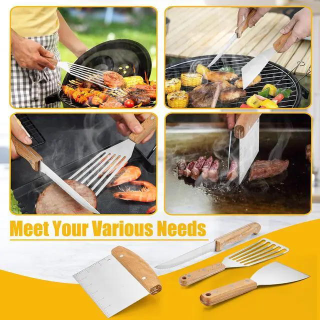 Alt view image 5 of 7 - Griddle Accessories Kit, 20 Pcs Flat Top Grill Accessories Set for Camping, Griddle Spatula Tools with 9 Melting Dome, Grill Spatula Set with Choppers for Teppanyaki BBQ Outdoor