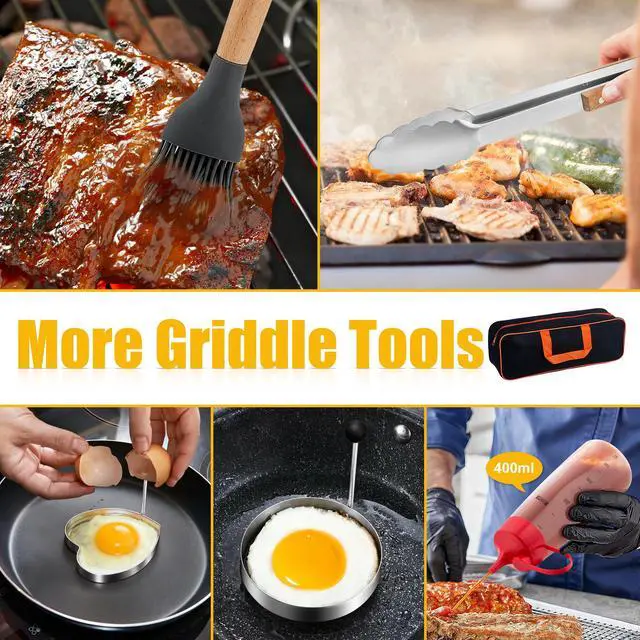Alt view image 7 of 7 - Griddle Accessories Kit, 20 Pcs Flat Top Grill Accessories Set for Camping, Griddle Spatula Tools with 9 Melting Dome, Grill Spatula Set with Choppers for Teppanyaki BBQ Outdoor