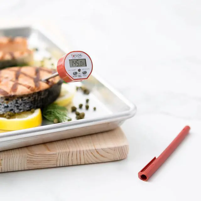 Alt view image 4 of 7 - Waterproof Digital Instant Read Thermometer For Cooking, BBQ, Grilling, Baking, And Meat, Comes With Pocket Sleeve Clip, Red