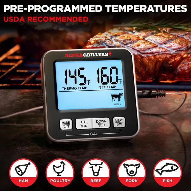 Alt view image 3 of 7 - Meat Thermometer Digital, Wired Probe for Oven & Grill