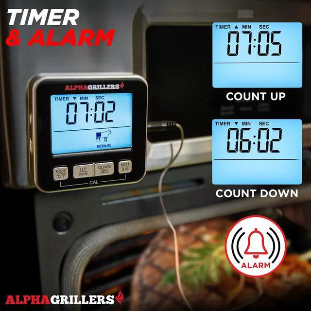 Alt view image 5 of 7 - Meat Thermometer Digital, Wired Probe for Oven & Grill