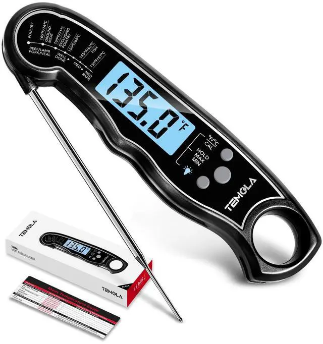 Main image of Meat Thermometer, Instant Read Food Thermometer with LCD Backlight Calibration, Waterproof Ultra Fast Digital Cooking Thermometer for Candy Deep Fry Liquids Beef Kitchen Baking Smoker Grill BBQ