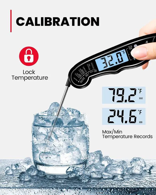 Alt view image 4 of 7 - Meat Thermometer, Instant Read Food Thermometer with LCD Backlight Calibration, Waterproof Ultra Fast Digital Cooking Thermometer for Candy Deep Fry Liquids Beef Kitchen Baking Smoker Grill BBQ