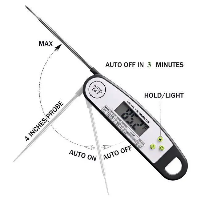 Alt view image 2 of 7 - Meat Thermometer Digital, Meat Thermometers for Grilling, Food Thermometer with Backlight, Instant Read Thermometer for Grill Candy and Cooking