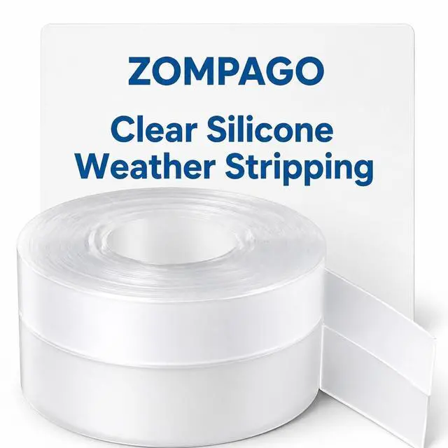 Main image of Transparent Weather Stripping Door Seal 1.35in x 16.4FT, Silicone Seal Tape for Doors and Windows, Self Adhesive Draft Seal Tape for Doors, Door Insulation Strip Gap Filler Door Sweep