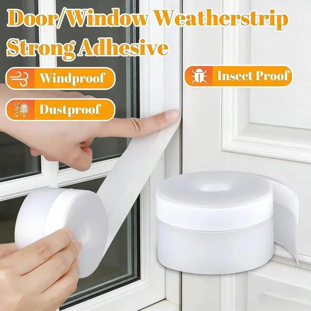 Alt view image 3 of 6 - Transparent Weather Stripping Door Seal 1.35in x 16.4FT, Silicone Seal Tape for Doors and Windows, Self Adhesive Draft Seal Tape for Doors, Door Insulation Strip Gap Filler Door Sweep