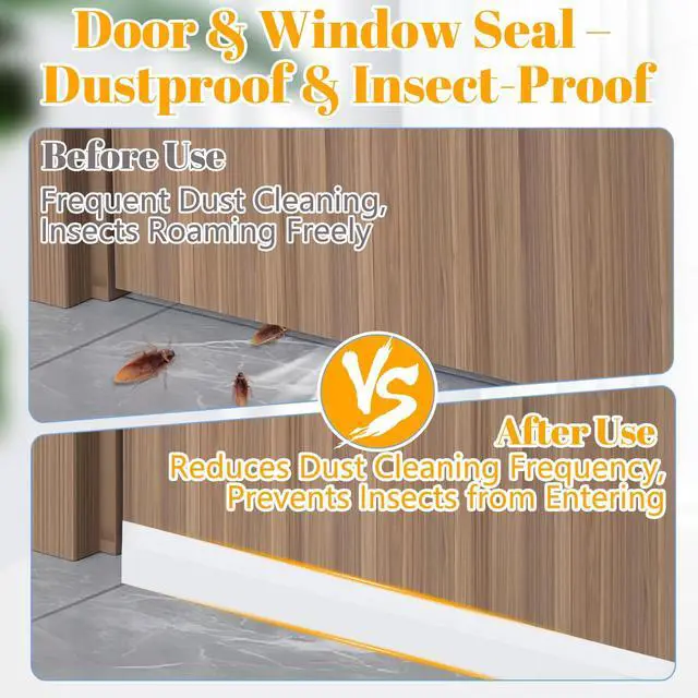 Alt view image 5 of 6 - Transparent Weather Stripping Door Seal 1.35in x 16.4FT, Silicone Seal Tape for Doors and Windows, Self Adhesive Draft Seal Tape for Doors, Door Insulation Strip Gap Filler Door Sweep