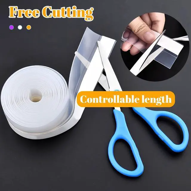 Alt view image 6 of 6 - Transparent Weather Stripping Door Seal 1.35in x 16.4FT, Silicone Seal Tape for Doors and Windows, Self Adhesive Draft Seal Tape for Doors, Door Insulation Strip Gap Filler Door Sweep