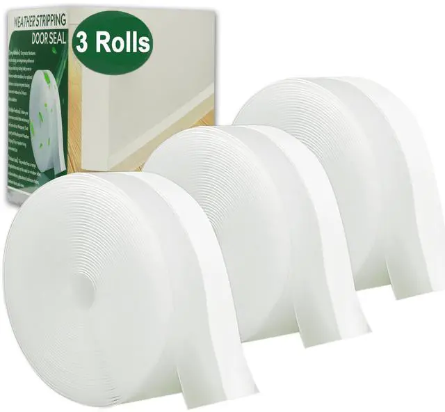 Main image of 49 Feet Clear Weather Stripping Door Seal, Draft Seal Tape for Doors, Silicone Draft Seal Insulation Tape Strip, Under Door Seal Strip for Window and Door Bottom 3 Rolls Total 49ft (Width 35mm)