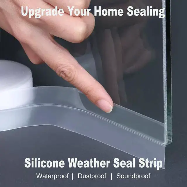 Alt view image 2 of 7 - 49 Feet Clear Weather Stripping Door Seal, Draft Seal Tape for Doors, Silicone Draft Seal Insulation Tape Strip, Under Door Seal Strip for Window and Door Bottom 3 Rolls Total 49ft (Width 35mm)