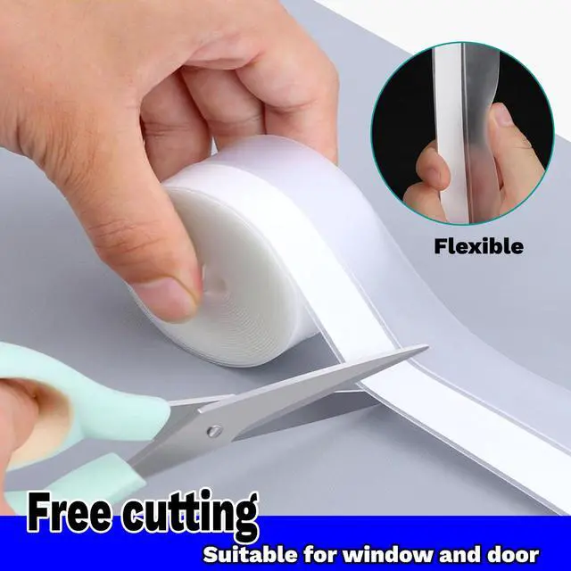Alt view image 4 of 6 - Silicone Weather Stripping Seal Door Tape 16.5 Feet Strip Bottom Draft Insulation Stopper Weatherproof Soundproof for Door Frame or Window Bathroom Shower Glass Gaps