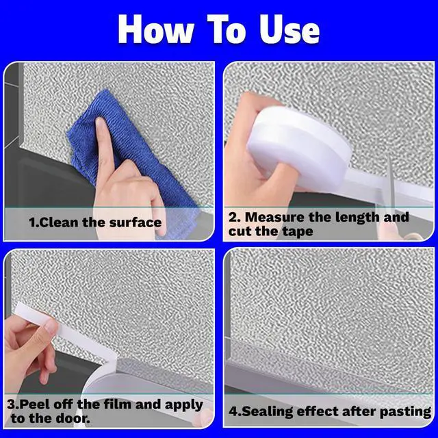 Alt view image 5 of 6 - Silicone Weather Stripping Seal Door Tape 16.5 Feet Strip Bottom Draft Insulation Stopper Weatherproof Soundproof for Door Frame or Window Bathroom Shower Glass Gaps
