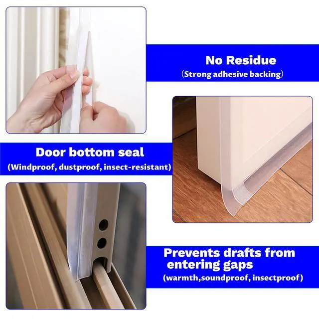 Alt view image 3 of 6 - Silicone Weather Stripping Seal Door Tape 16.5 Feet Strip Bottom Draft Insulation Stopper Weatherproof Soundproof for Door Frame or Window Bathroom Shower Glass Gaps