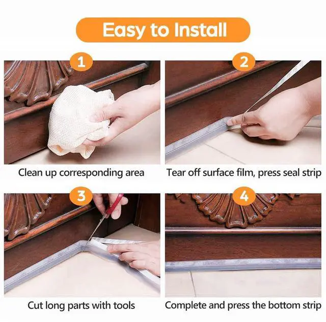 Alt view image 7 of 7 - 28.9 Ft Weather Stripping Door Seal Strip Tape,Silicone Door Draft Stopper,Self Adhesive Shower Door Bottom Seal, Door Insulation Strip for Door Frame Windows and Glass Gaps (Transparent, 25mm)