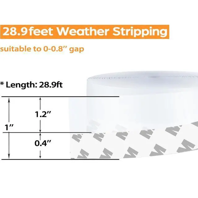 Alt view image 2 of 7 - 28.9 Ft Weather Stripping Door Seal Strip Tape,Silicone Door Draft Stopper,Self Adhesive Shower Door Bottom Seal, Door Insulation Strip for Door Frame Windows and Glass Gaps (Transparent, 25mm)