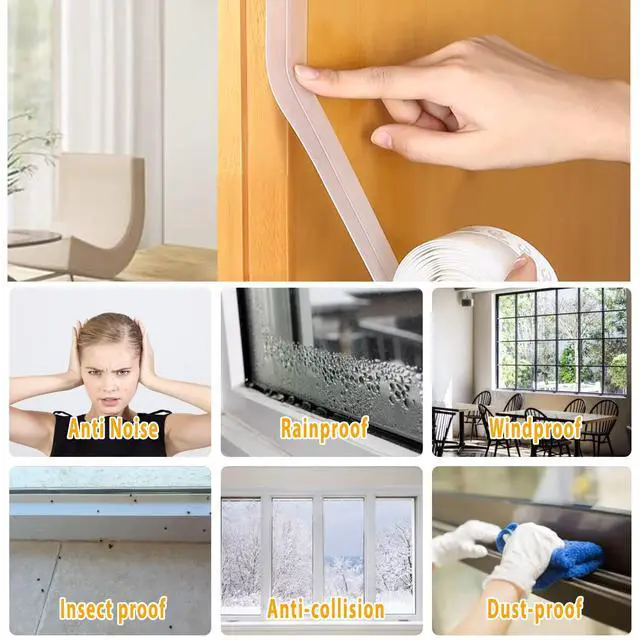 Alt view image 3 of 7 - 28.9 Ft Weather Stripping Door Seal Strip Tape,Silicone Door Draft Stopper,Self Adhesive Shower Door Bottom Seal, Door Insulation Strip for Door Frame Windows and Glass Gaps (Transparent, 25mm)