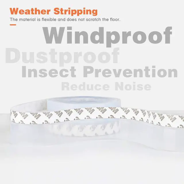 Alt view image 2 of 7 - 26 Feet Silicone Seal Strip,Door Weather Stripping, Sealing Tape for Door Draft Stopper Adhesive Tape for Doors Windows and Shower Glass Gaps (Transparent, 45MM)