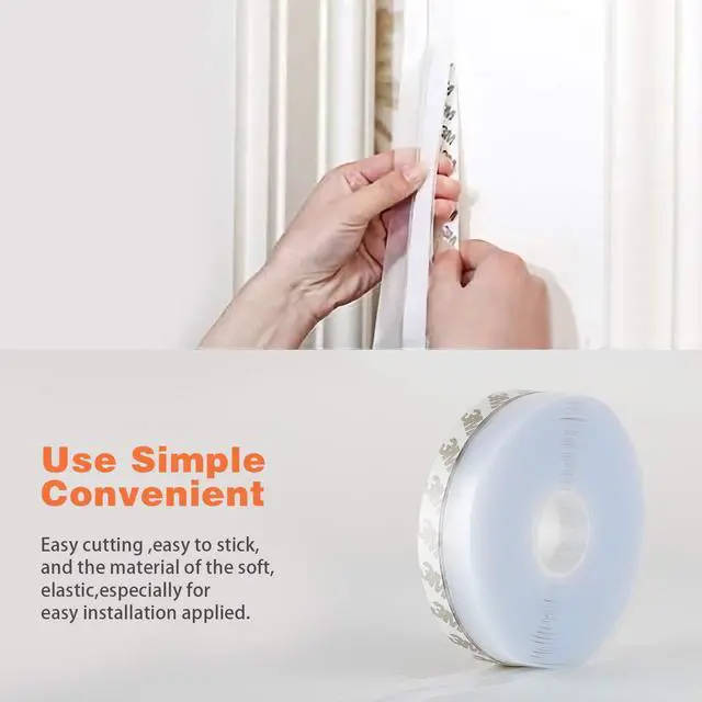 Alt view image 5 of 7 - 26 Feet Silicone Seal Strip,Door Weather Stripping, Sealing Tape for Door Draft Stopper Adhesive Tape for Doors Windows and Shower Glass Gaps (Transparent, 45MM)