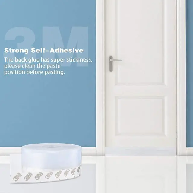 Alt view image 6 of 7 - 26 Feet Silicone Seal Strip,Door Weather Stripping, Sealing Tape for Door Draft Stopper Adhesive Tape for Doors Windows and Shower Glass Gaps (Transparent, 45MM)