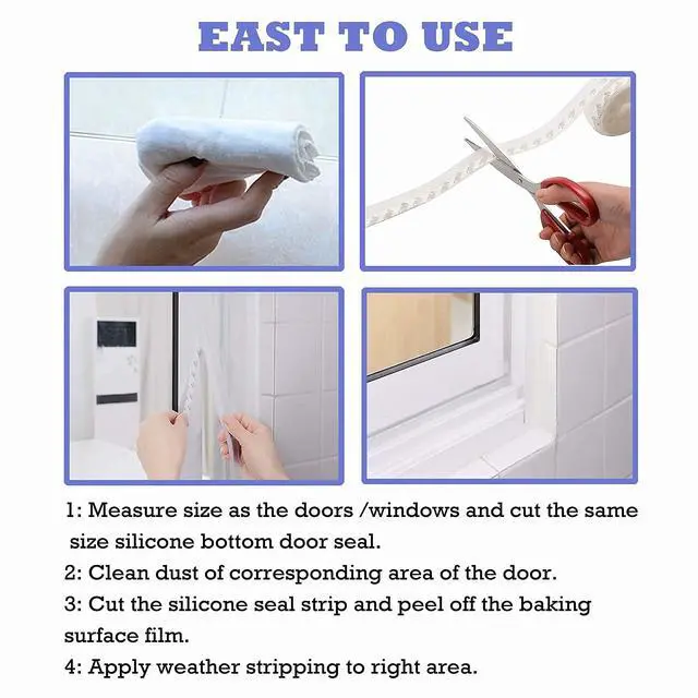 Alt view image 4 of 7 - Weather Stripping Door Seal Strip,Door Strip Bottom for Doors Silicone Sealing Sticker Adhesive for Doors and Windows Gaps of Anti-Collision Silicone 5M/16FT (25MM, Transparent)
