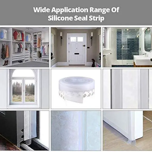 Alt view image 7 of 7 - Weather Stripping Door Seal Strip,Door Strip Bottom for Doors Silicone Sealing Sticker Adhesive for Doors and Windows Gaps of Anti-Collision Silicone 5M/16FT (25MM, Transparent)