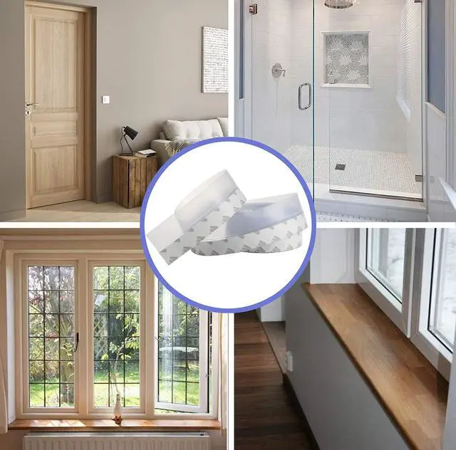 Alt view image 5 of 7 - Weather Stripping Door Seal Strip,Door Strip Bottom for Doors Silicone Sealing Sticker Adhesive for Doors and Windows Gaps of Anti-Collision Silicone 5M/16FT (25MM, Transparent)