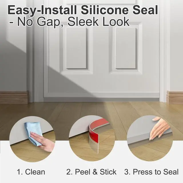 Alt view image 5 of 6 - 20 ft x 1 in Weather Stripping, Door Draft Stopper Silicone Gap Seal Strip for House and Glass Shower Doors for Side Gaps of Door and Windows, Clear