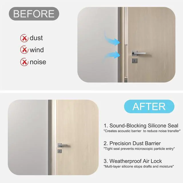 Alt view image 4 of 6 - 20 ft x 1 in Weather Stripping, Door Draft Stopper Silicone Gap Seal Strip for House and Glass Shower Doors for Side Gaps of Door and Windows, Clear