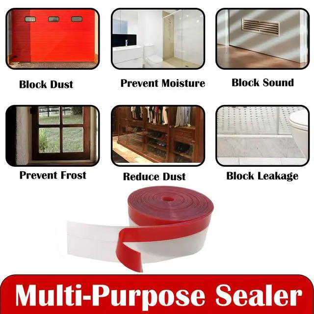 Alt view image 6 of 6 - Clear Weather Stripping Tape, Door Draft Seal Silicone Strip. Enhanced with Thicker Strip and Stronger Adhesive Tape Backing. (Transparent, 10M Total, 2 Packs)