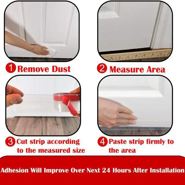 Alt view image 5 of 6 - Clear Weather Stripping Tape, Door Draft Seal Silicone Strip. Enhanced with Thicker Strip and Stronger Adhesive Tape Backing. (Transparent, 10M Total, 2 Packs)