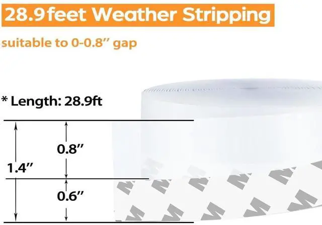 Alt view image 2 of 7 - 28.9 Ft Weather Stripping Door Seal Strip Tape,Silicone Draft Stopper,Self Adhesive Shower Door Bottom Seal, Insulation Strip for Frame Windows and Glass Gaps (Transparent, 35mm)