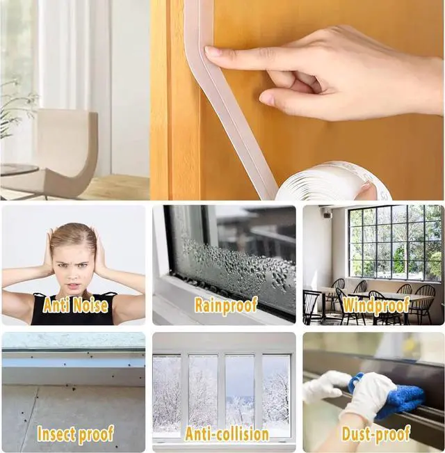 Alt view image 5 of 7 - 28.9 Ft Weather Stripping Door Seal Strip Tape,Silicone Draft Stopper,Self Adhesive Shower Door Bottom Seal, Insulation Strip for Frame Windows and Glass Gaps (Transparent, 35mm)