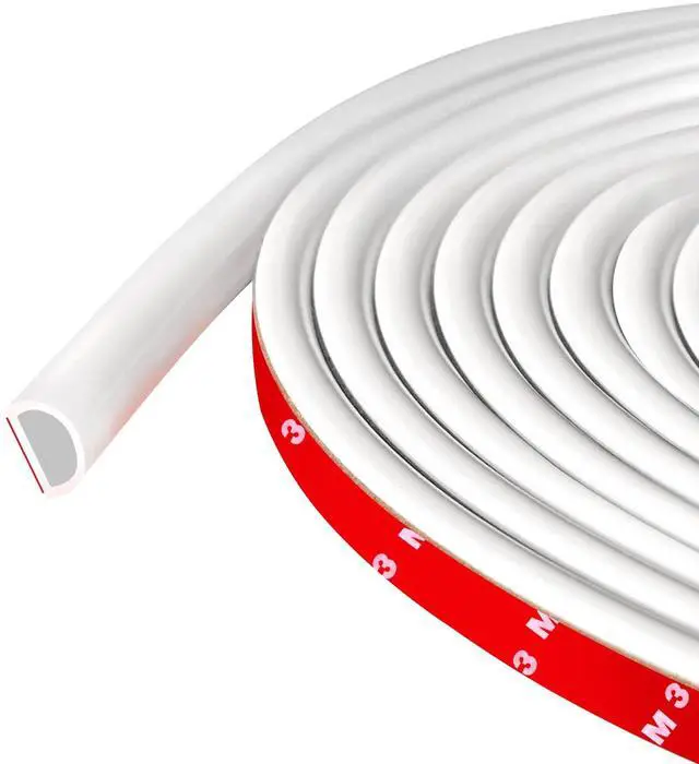 Main image of Weather Stripping Door Seal Self Adhesive Door Weather Strip Silicone D Shaped Seal Strip for Door Frame/Window Seal, 20Ft, White (3/8" W × 1/4" T)
