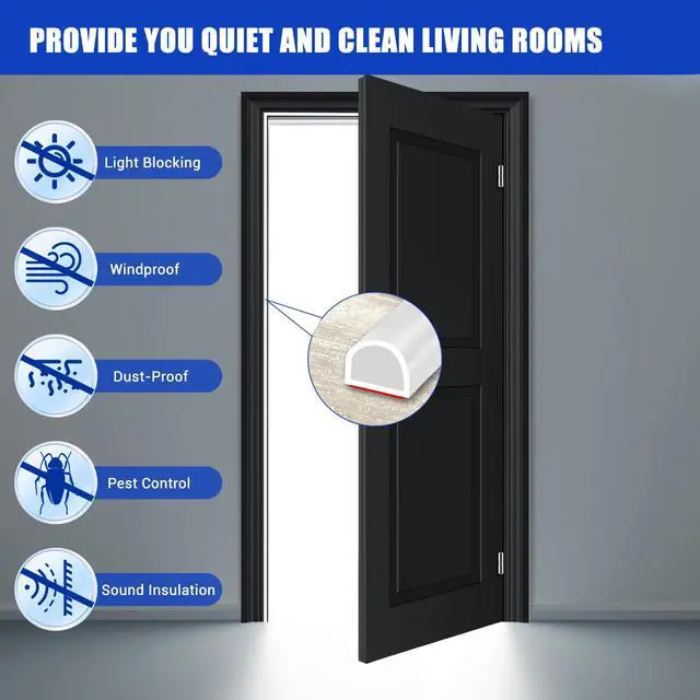 Alt view image 6 of 7 - Weather Stripping Door Seal Self Adhesive Door Weather Strip Silicone D Shaped Seal Strip for Door Frame/Window Seal, 20Ft, White (3/8" W × 1/4" T)