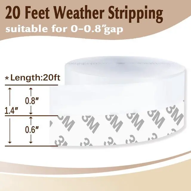 Alt view image 2 of 6 - Weather Stripping Door Seal Strip 20 Feet, Silicone Seal Strip Sealing Tape Draft Stopper for Shower Door Bottom, Self Adhesive Insulation Tape for Frame Window Glass Gap (Transparent, 35mm)