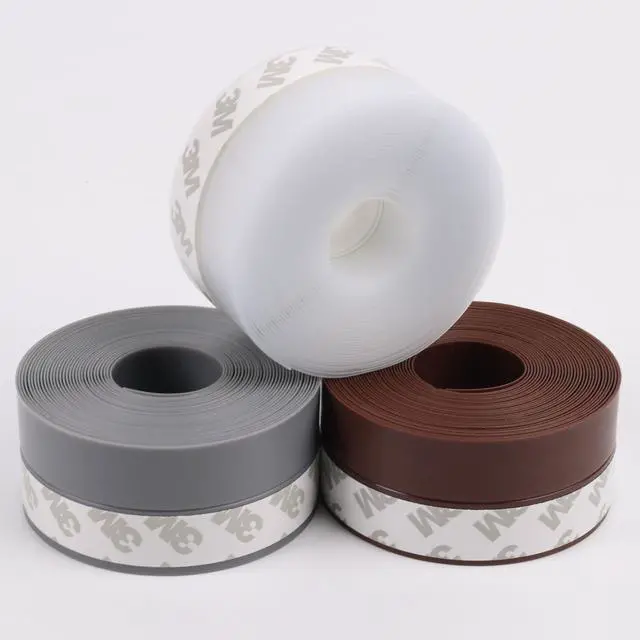 Alt view image 2 of 7 - 5M/16ft Window Sealing Strip, Self Adhesive Weather Stripping 35mm Width, Silicone Door Bottom Seal Strip Tape for Gaps of House Glass Shower Window and Door Weatherproof Soundproof, Transparent