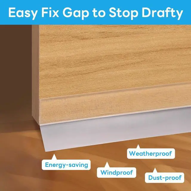 Alt view image 4 of 7 - Weather Stripping Door Seal Strip, Rubber Sealing Tape for Draft Stopper Adhesive, Suitable for Windows and Doors(16Ft, 25mm Width, Transparent)