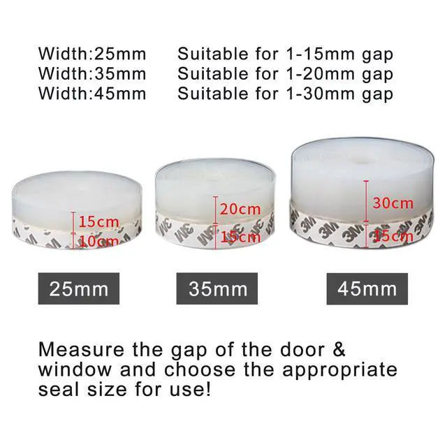 Alt view image 4 of 7 - Silicone Clear Weather Stripping Door Seal, Silicone Seal Strip, Sliding Door Seal Weather Stripping, Door Draft Stopper for Side of Door, Self-Adhesive Insulation Tape for Gaps (25mm;26Ft)