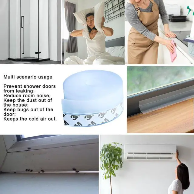 Alt view image 7 of 7 - Silicone Clear Weather Stripping Door Seal, Silicone Seal Strip, Sliding Door Seal Weather Stripping, Door Draft Stopper for Side of Door, Self-Adhesive Insulation Tape for Gaps (25mm;26Ft)