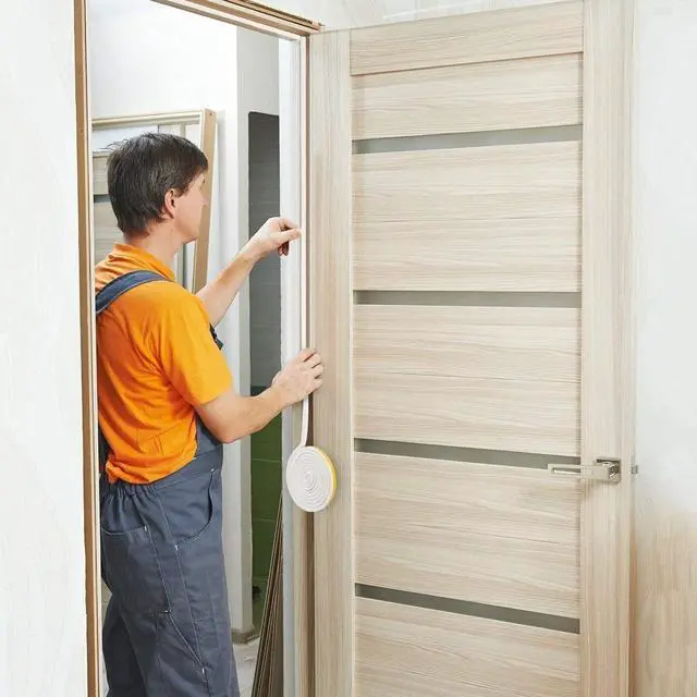 Alt view image 6 of 6 - Door & Window Weather Stripping, Soundproof Insulation Seal Strip with Self-Adhesive Rubber Collision Protection, 16.5 Ft (White)