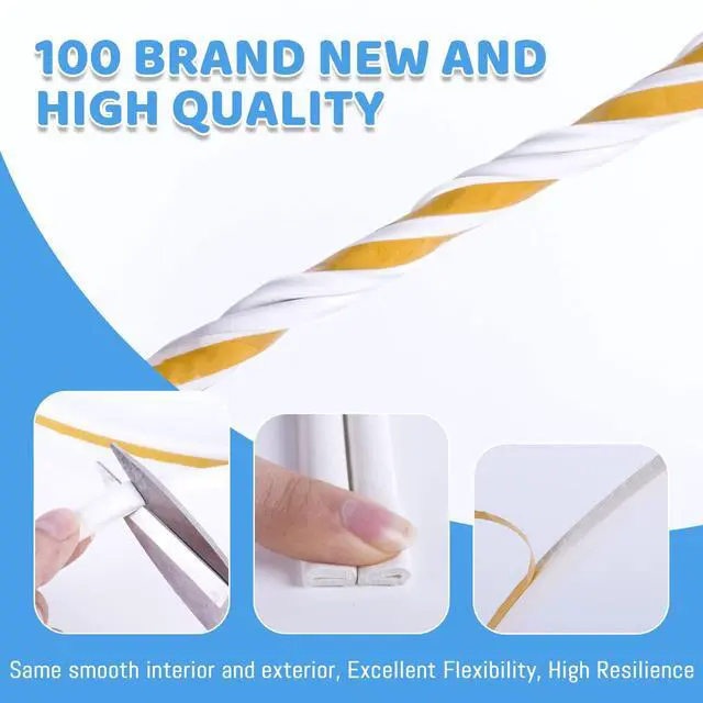 Alt view image 5 of 6 - Door & Window Weather Stripping, Soundproof Insulation Seal Strip with Self-Adhesive Rubber Collision Protection, 16.5 Ft (White)
