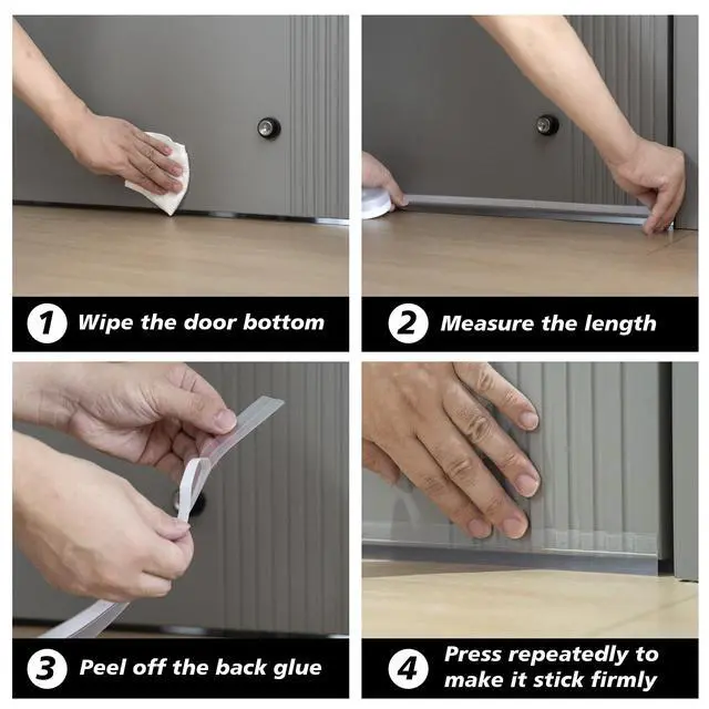 Alt view image 3 of 6 - 25mm 16.4 Feet Silicone Weather Stripping Door Seal, Transparent Under Door Gap Filler for Draft Stopper Adhesive Doors Windows and Shower Glass Gaps